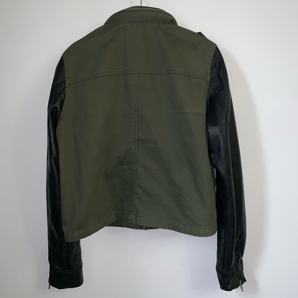 Field jacket with faux leather sleeves - Picture 2 of 5